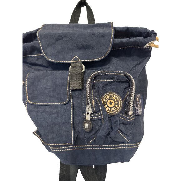 Kipling Navy Blue Nylon Small Backpack With Adjustable Straps & Multiple Pockets - Picture 1 of 5